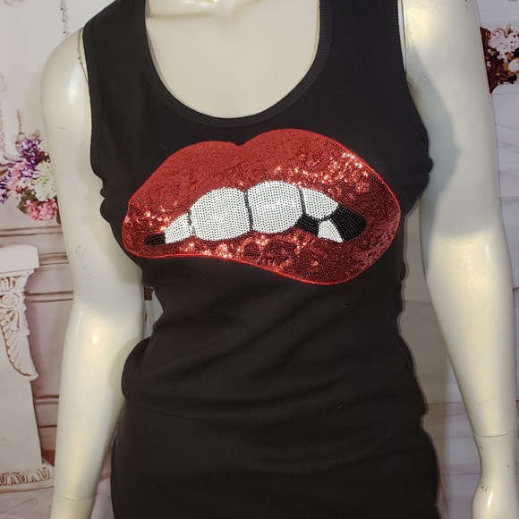 Sleeveless Soft Rib Beater Longer length Tank-Lips - Picture 2 of 4